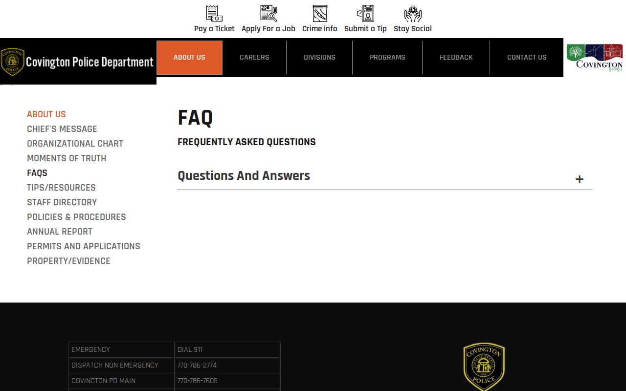 Covington criminal history police report FAQ