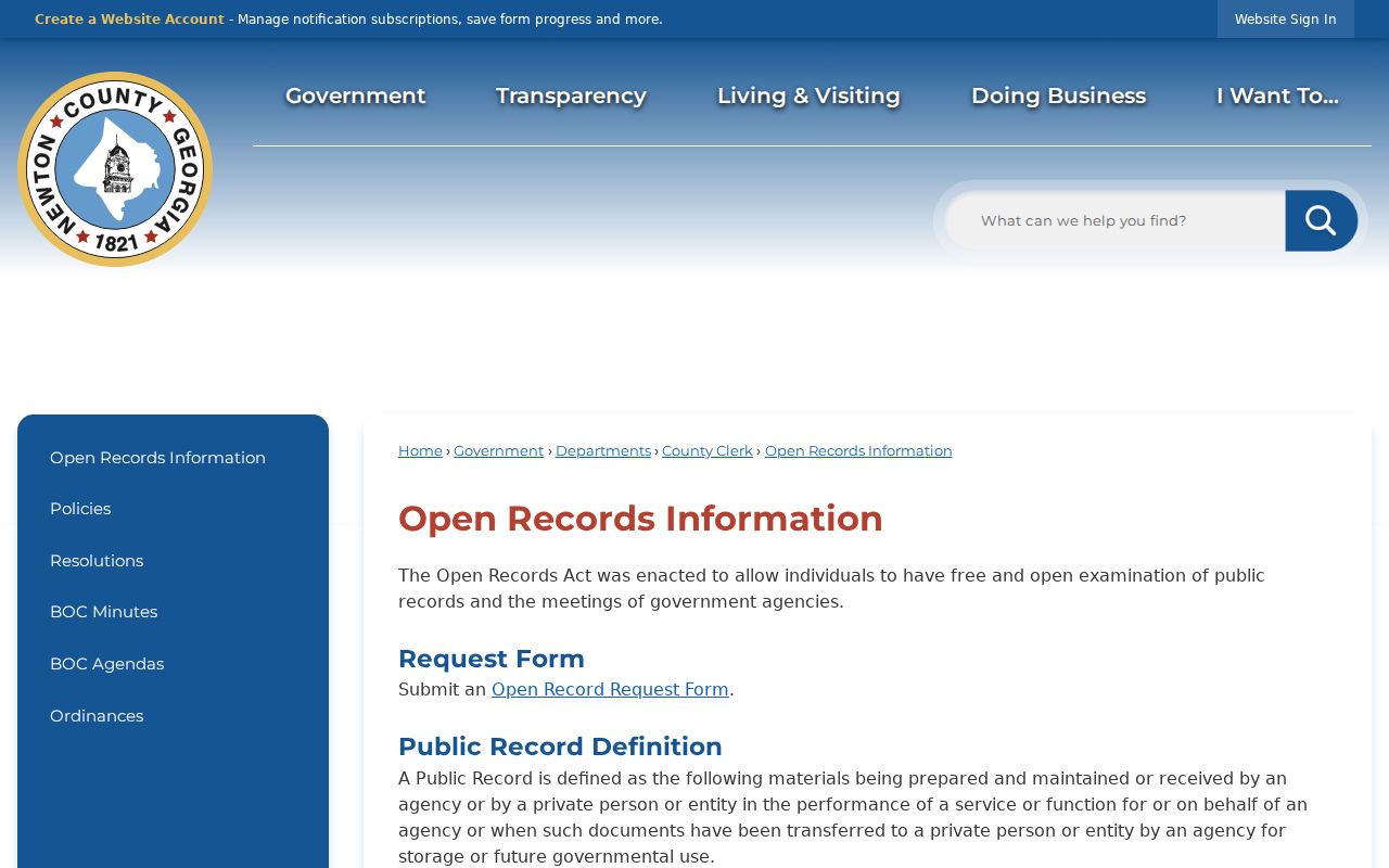 Newton County criminal history open records information
