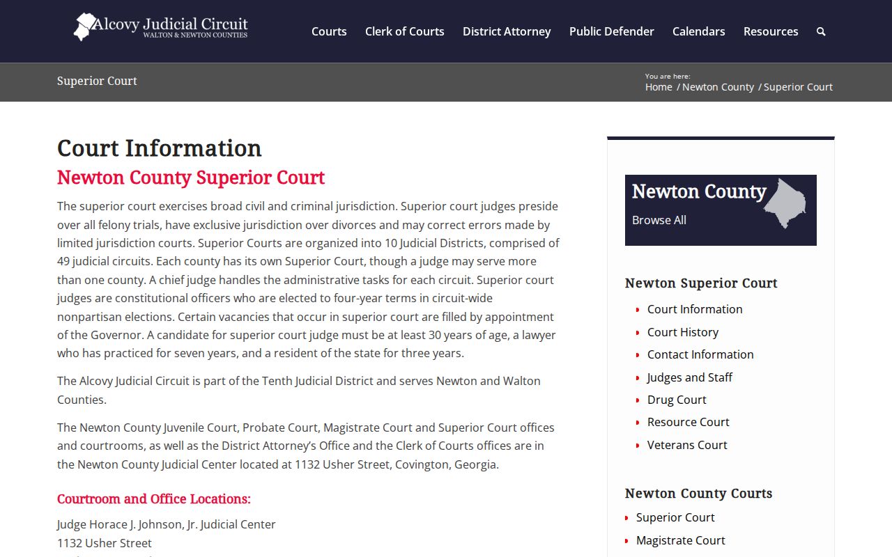 Newton County criminal history Judicial Center directory