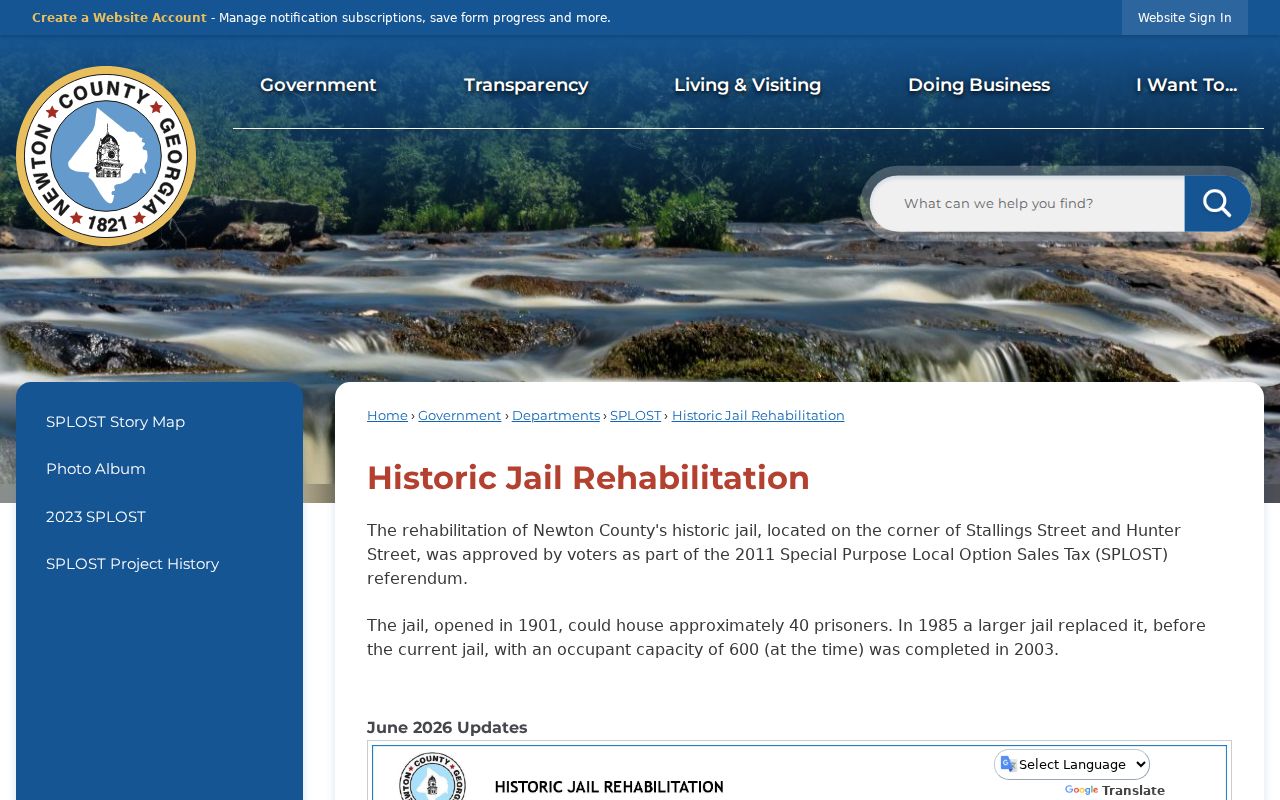 Newton County criminal history historic jail rehabilitation
