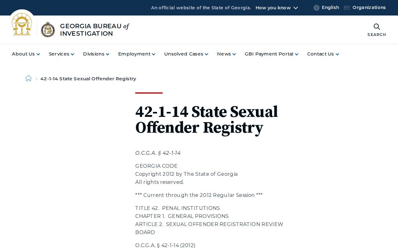 Georgia law governing sex offender risk classification by the review board